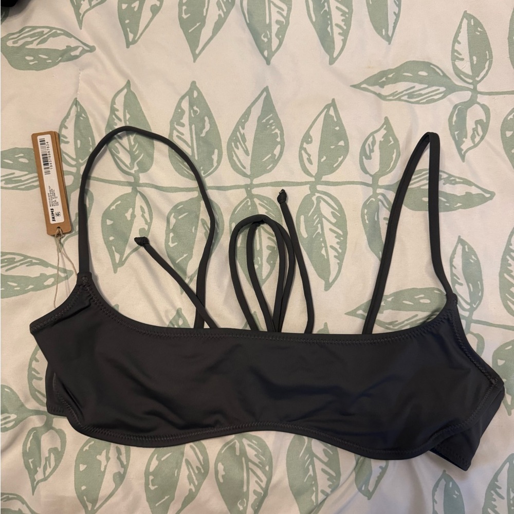 Skims recycled swim micro scoop bikini top gray gunmetal xl